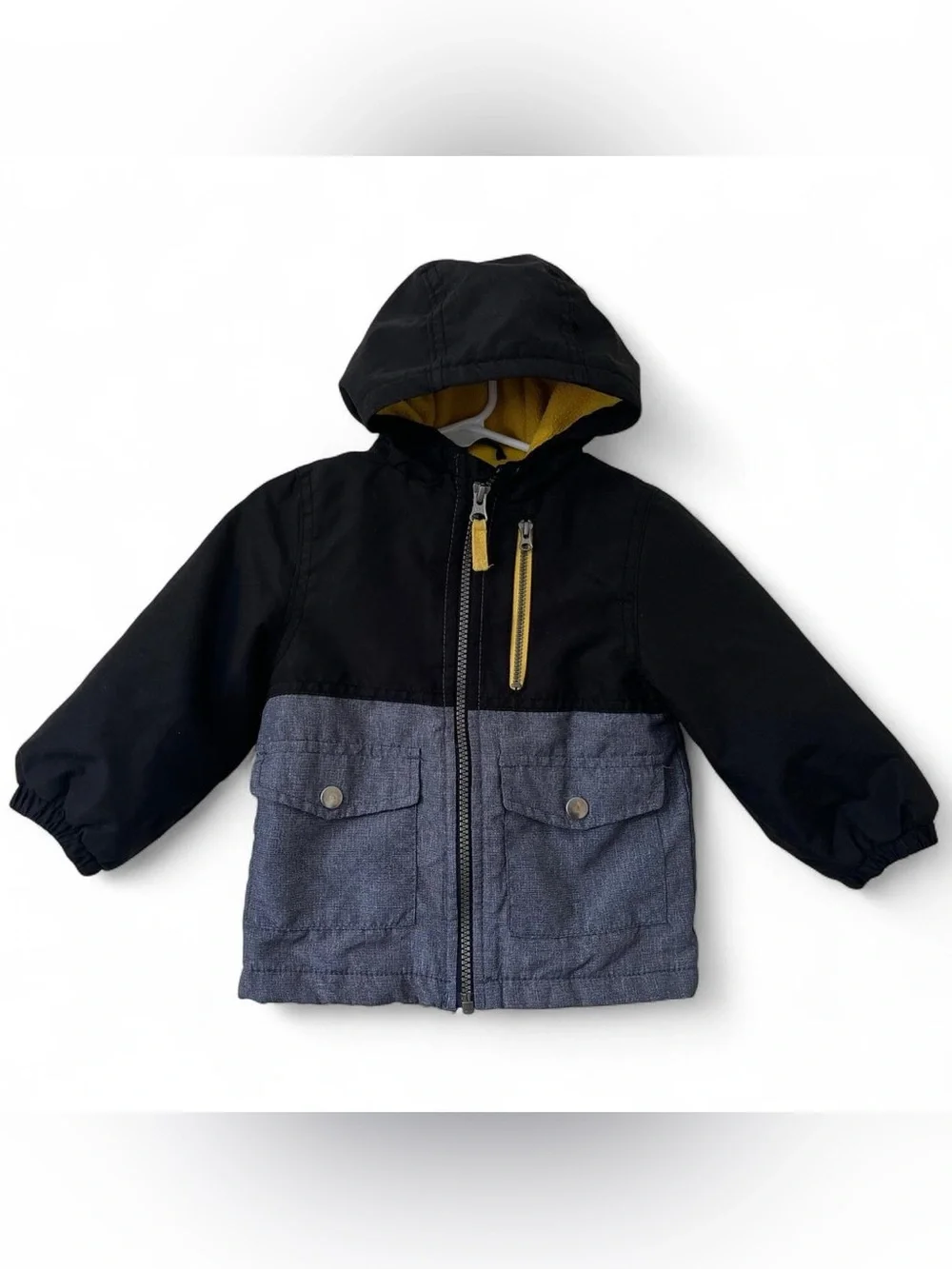 18M Boy Windbreaker Two Tone Color Block Full Zip Jacket With Hood Baby Toddler